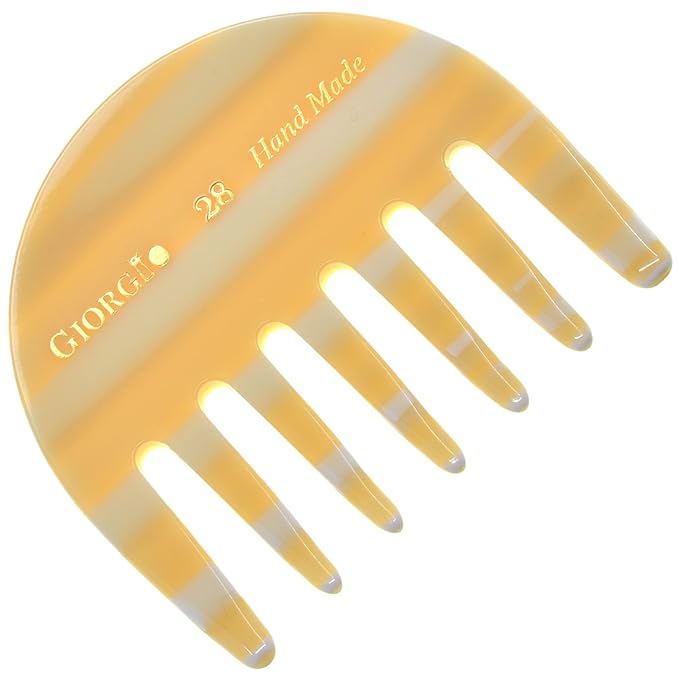 Giorgio G28 Wide Tooth Detangling and Travel Comb for Women - Handmade, Saw-Cut, Polished for Thick, Wet or Dry Hair Care