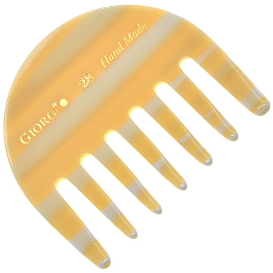 Giorgio G28 Wide Tooth Detangling and Travel Comb for Women - Handmade, Saw-Cut, Polished for Thick, Wet or Dry Hair Care
