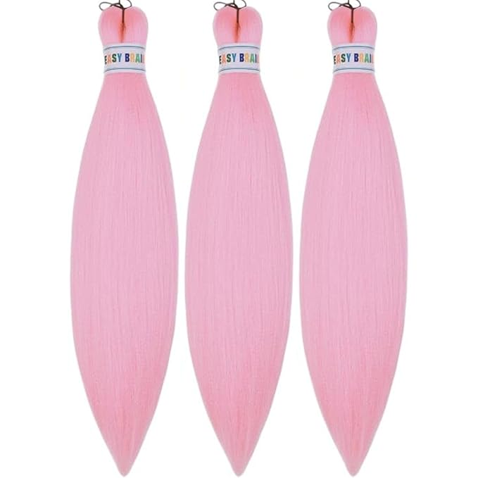 Kids Braiding Hair Pre stretched 16 inches Pink Yaki ez Braid Braiding Hair for Kids Knotless Braids