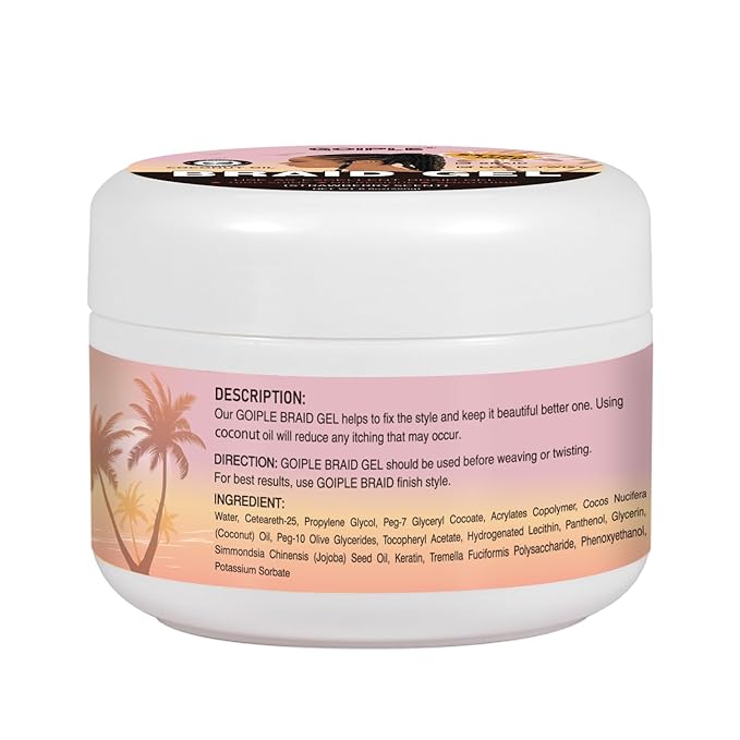 150g Braid Gel with Extra Hold, High Shine for Twists, Locs, Braids & Edge Control - Smooths Frizz, Long-Lasting for Locks, Cornrows 5.3oz (Strawberry Flover)