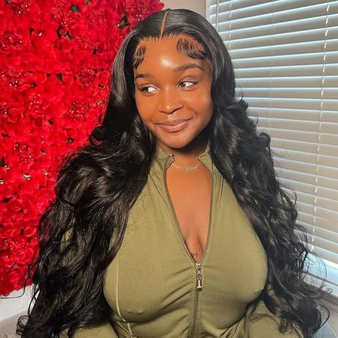 Body Wave 3 Bundles with Frontal Human Hair Unprocessed 100% Human Hair Natural Black Color 13x4 Lace Frontal with Bundles Virgin Human Hair Extensions(10 12 14 with 10 Frontal)