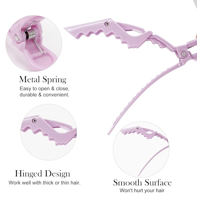 Ondder 14 Pcs Purple Alligator Hair Clips for Styling Sectioning Larger Salon Pro Barber Hair Clips for Coloring Cutting Big Alligator Clips for Hair Styling Accessories for Women Men