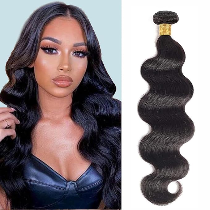 12A Human Hair Bundles Body Wave One Bundle 100% Unprocessed Brazilian Virgin Hair Bundles Double Weft Weave Body Wave Human Hair Natural Black Color (one bundle, 18)