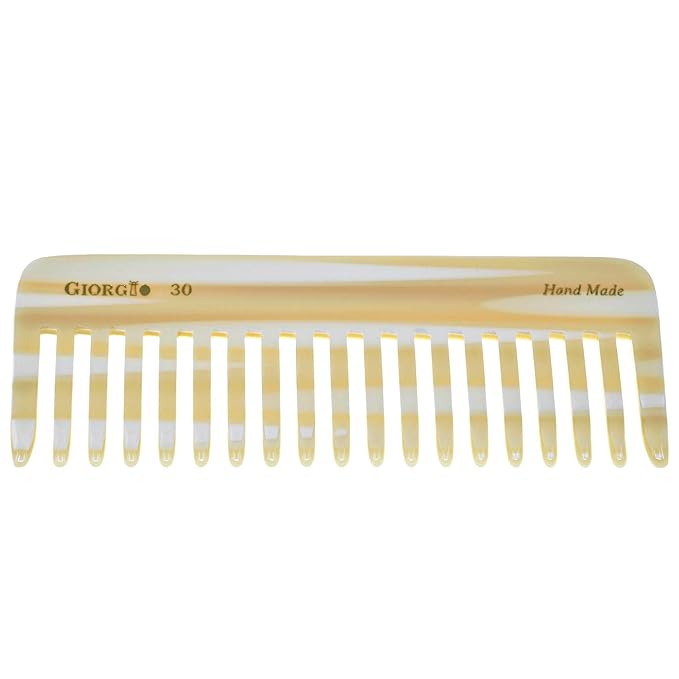 Giorgio G49 & G30 Large 5.75 Inch Detangling Comb, Wide Teeth for Thick Curly Wavy Hair. Long Hair Detangler Comb For Wet and Dry. Handmade, Saw-Cut, Hand Polished, 2 Pack Ivory/Tortoiseshell