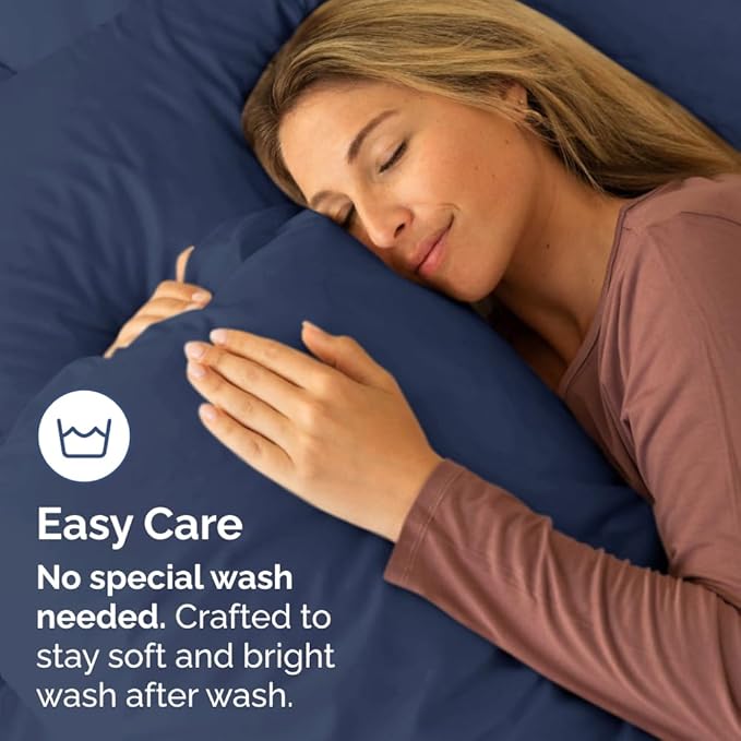 King Pillow Cases Set of 4 - Ultra Soft Hotel Quality Pillowcase Covers - Comfy, Cozy & Wrinkle Free - Shrinkage, Stain & Fade Resistant - Machine Washable Pillow Protectors - 4 Piece Set - Navy Blue