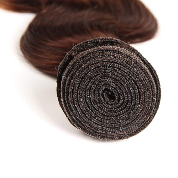 2 Tone Ombre Brazilian Body Wave Hair 3 Bundles Brazilian Remy Virgin Human Hair Weave Bundles 100% Unprocessed Body Wave Human Hair Extensions T4/30 Medium Brown/Medium Auburn(14 16 18)