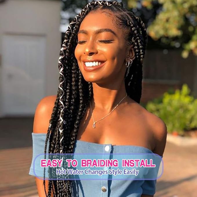 8 Pack Braiding Hair Pre Stretched - 26" 100G/Pack Premium Pre Stretched Braiding Hair Extensions, Professional Itch Free Hot Water Setting Perm Yaki Texture Prestretched Hair(1B)