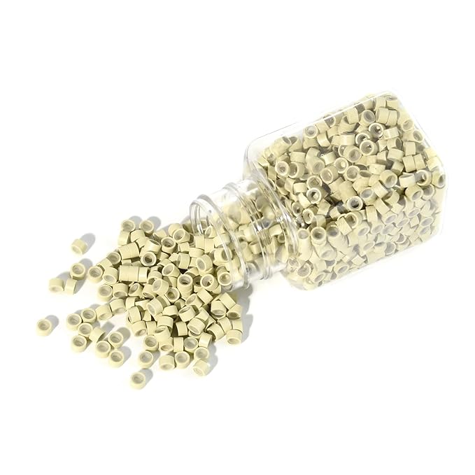 1000pcs Silicone Lined Micro Links Rings Beads Hair Feather Extensions 5.0x3.0x3.0 mm Hair Beads (Blonde)