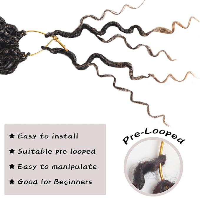 Goddess Locs Crochet Hair,8 Inch 9 Packs Faux Locs Synthetic Crochet Hair for Black Women, Boho Style Pre looped crochet with Curly Ends