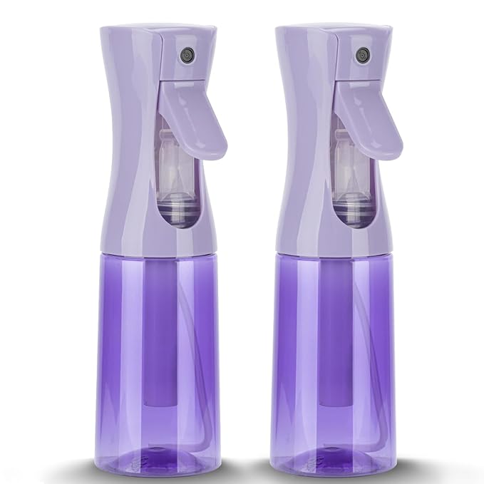 Spray Bottle for Hair (6.8OZ /200ML) Continuous Ultra Fine Mist Sprayer for Hair, Salons, Barber, Plants, Skin Care, Cleaning 2 Pack Purple