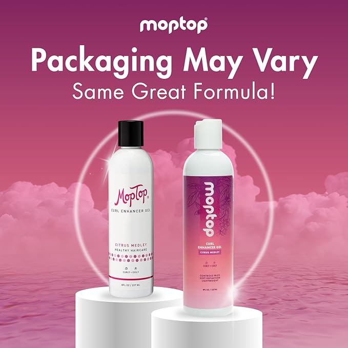 MopTop Curl Enhancer Gel – Curl Defining Gel to Enhance Curly and Coily Hair, Lightweight and Anti Frizz Hair Care with Aloe, Curly Hair Products with Sea Botanicals & Honey (Citrus Medley, 8oz)