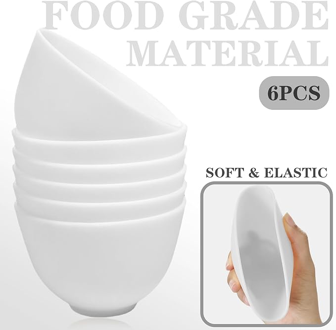 9Pcs Silicone Facial Mask Bowl DIY Face Mask Mixing Bowl for Home Salon Spa Face Skin Applicator Bowl with Stir Sticks, White