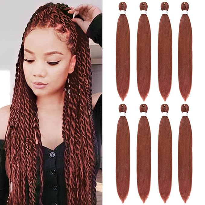 8 Pack Ombre Braiding Hair Pre Stretched - 36" 110G/Pack Premium Pre Stretched Braiding Hair Extensions, Professional Itch Free Hot Water Setting Perm Yaki Texture Prestretched Hair(#350)