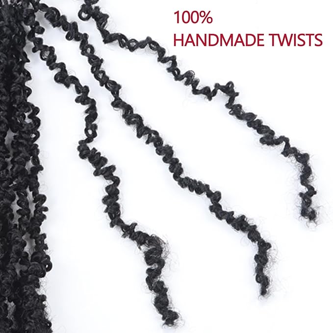 Yanky Twist Crochet Hair, PILLUGER Yaki Twists Hair Micro Spring Twist Braids,9 Packs Pre-looped passion Twist Brown Senegalese With Curls Crochet Synthetic Hair Extensions(1B)