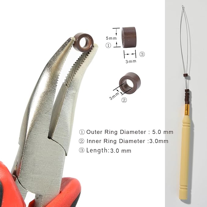 1000 Pcs 5.0 mm Silicone Lined Micro Links Rings Hair Extensions Beads Silicone Lined Beads for Human Hair Extensions and Feather Extensions (Brown)