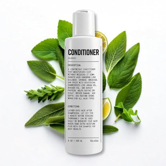 Blu Atlas Men's Natural Conditioner – Organic, Sulfate-Free, Paraben-Free – Deep Moisturizing & Scalp Soothing – Classic Scent (Bergamot, Sage, Patchouli) – Made in America – 8 oz