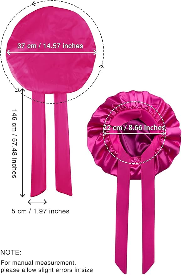 Double Layer Silk Bonnet with Tie Satin Lined Sleep Cap Hair Cover for Women's Curly Natural Hair