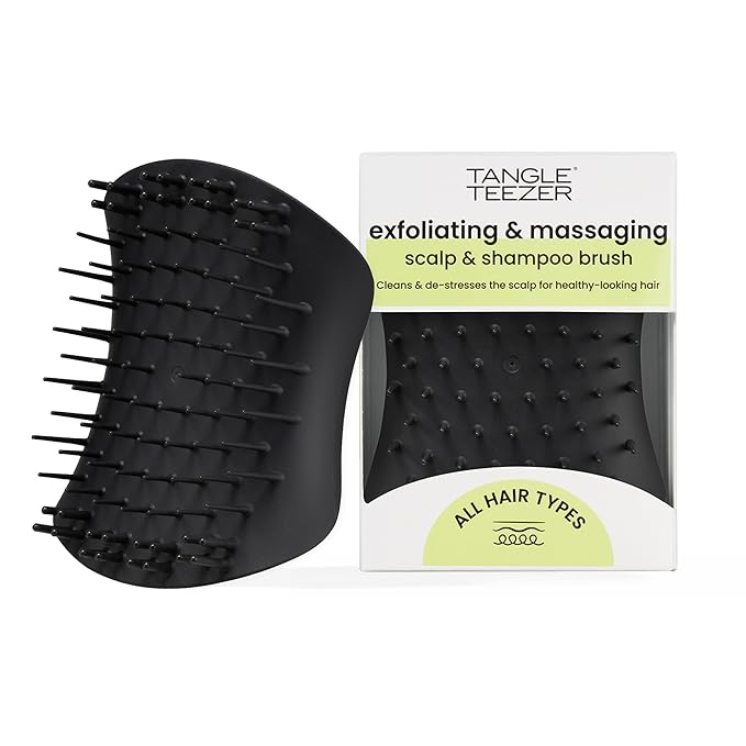 Tangle Teezer Scalp & Shampoo Hairbrush, to Exfoliate, Massage, and Cleanse, for All Hair Types, Onyx Black