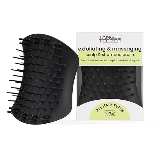 Tangle Teezer Scalp & Shampoo Hairbrush, to Exfoliate, Massage, and Cleanse, for All Hair Types, Onyx Black