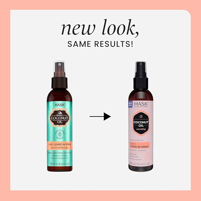 HASK 5-in-1 Leave-In Conditioner Duo (6oz-Qty 2) & Deep Conditioner Packette, Color Safe, Sulfate-Free, Paraben-Free, Gluten-Free, for All Hair Types (Coconut)