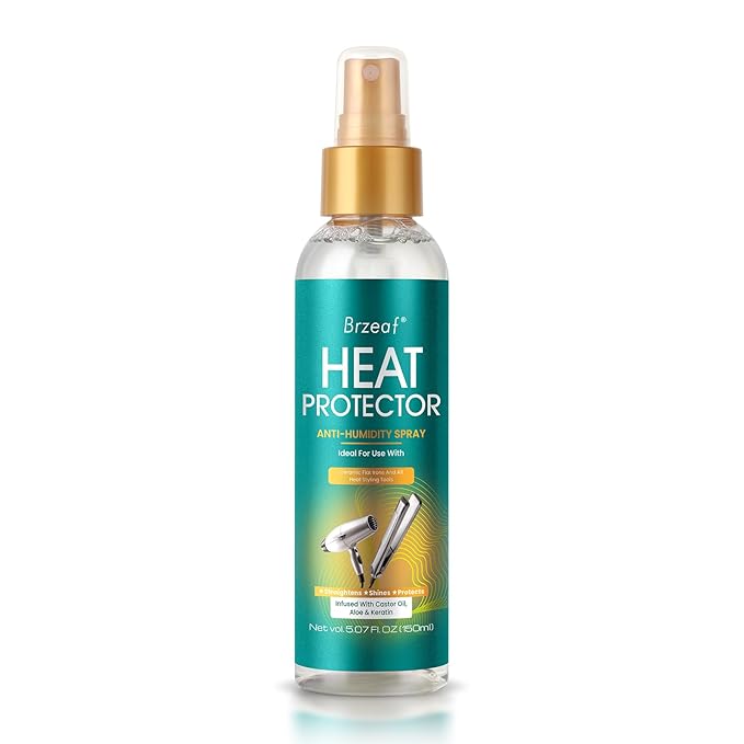 Brzeaf Heat Protection Spray for Hair (150ml), Professional Grade Thermal Protector &Smooth & Moisturizing, Heat Damage Protection, Heat Protectant Spray-Shiny, for All Hair Types