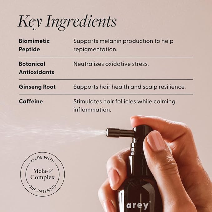 Arey To The Root Hair Serum for Women & Men | Slows Grey Hair Growth & Preserves Pigment in 3-6 Months | Promotes Healthier Hair & Adds Volume | Vegan, Oil-Free, Scent-Free Formula (1 Month)