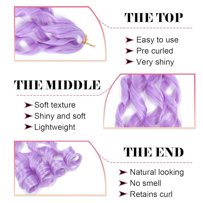 Purple French Curl Braiding Hair 24 Inch Soft Braiding Hair Pre Stretched Loose Wave Bouncy 100g/pack Yaki Hair for Black Women Hair Extensions for Braids(Light Purple 24 Inch)