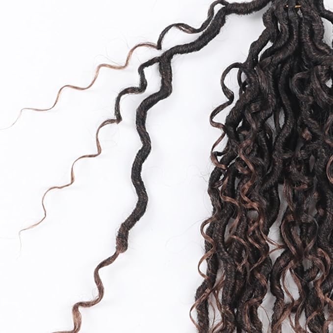 Goddess Locs Crochet Hair,12 Inch 9 Packs Synthetic Faux Locs Crochet Hair for Black Women,River Locs Hair Extensions Boho Style Pre looped Faux Locs with Curly Ends