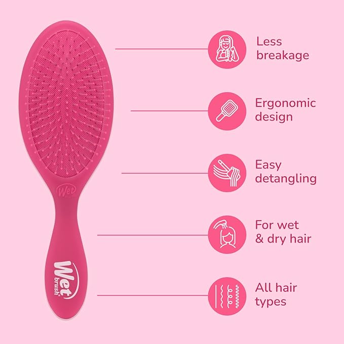 Wet Brush Original Detangler Hair Brush, Pink Frost - Ultra-Soft IntelliFlex Bristles - Detangling Brush Glides Through Tangles For All Hair Types (Wet Dry & Damaged Hair) - Women & Men (Pack of 2)