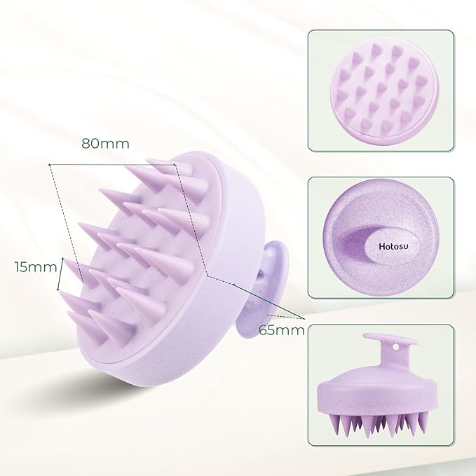 Scalp Massager Brush for Hair Growth – Silicone Scalp Scrubber & Scalp Exfoliator – Manual Scalp Massager Brush for Wet or Dry Use – Hair Massager Scalp Shampoo Brush Tool (Purple)