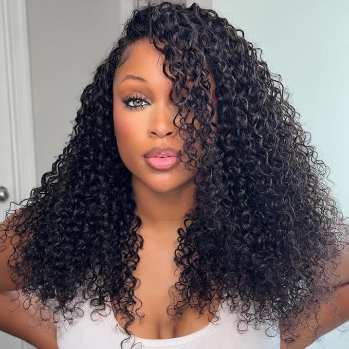 Half Wig Human Hair Water Wave Human Hair 26 Inch Drawstring Seamless Flip Over Wig 200% Density Wet and Wavy Wear Go Glueless Wigs 3 In 1 Half Wigs for Black Women Beginner Friendly
