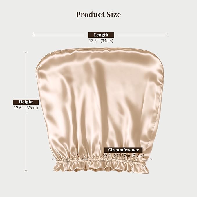 THXSILK 100% Mulberry Silk Bonnet for Sleeping Women, Silk Bonnet with Elastic Band, Hair Wrap Cap for Women Curly Hair, Champagne