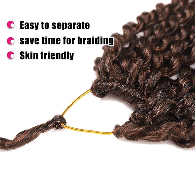 Passion Twist Hair 18 Inch 6Packs Water Wave Crochet Hair Passion Twist Crochet Hair Black Mixed Brown Color Synthetic Hair Extensions for Women (18Inch, 6Packs T30#)