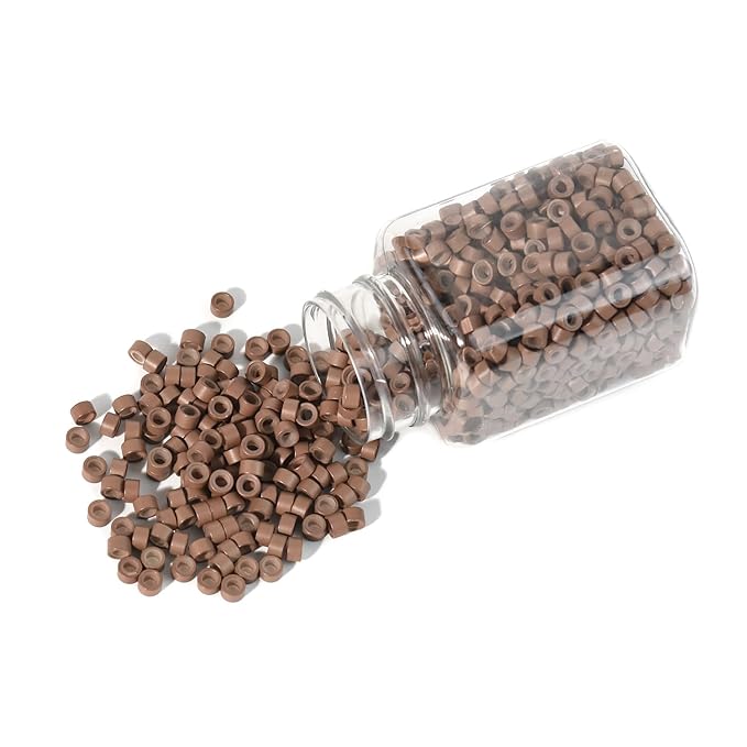 1000 Pcs 5.0 mm Silicone Lined Micro Links Rings Hair Extensions Beads Silicone Lined Beads for Human Hair Extensions and Feather Extensions (Light Brown)