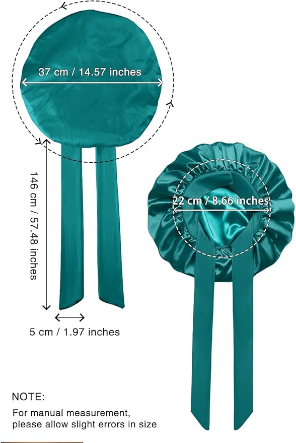 Double Layer Silk Bonnet with Tie Satin Lined Sleep Cap Hair Cover for Women's Curly Natural Hair