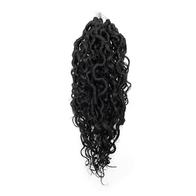 Goddess Locs Crochet Hair Short Curly Boho Faux Locs 10Inch 8Packs Pre-looped River Hippie Bohemian Loc Crochet Braids for Black Women (1B, 10inch(Pack of 8))