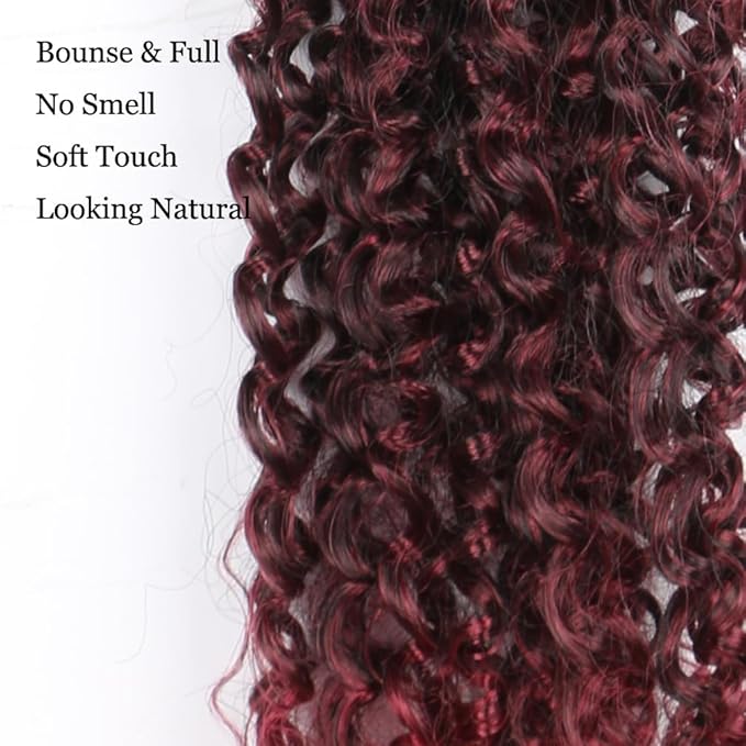 Passion Twist Hair Extensions Black to Burgundy Curly Crochet Hair 12 Inch Short Curly Braiding Hair 3 Packs Ombre Crochet Braids with Curls for Black Women(12",1B900)
