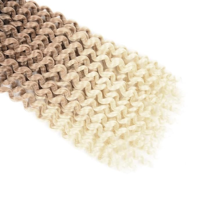 6 Packs Passion Twist Hair 14 Inch Water Wave Crochet Bohemian Curl Passion Twist Synthetic Crochet Braiding Hair Extensions Black Brown Honey Blonde Curly Hair (14inch, T1B/27/613)