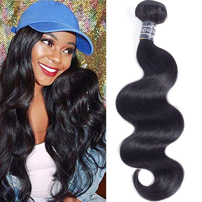Amella Hair Brazilian Body Wave One Bundle 22inch 100% Unprocessed Brazilian Virgin Natural Black 8A Body Wave Human Hair Weft