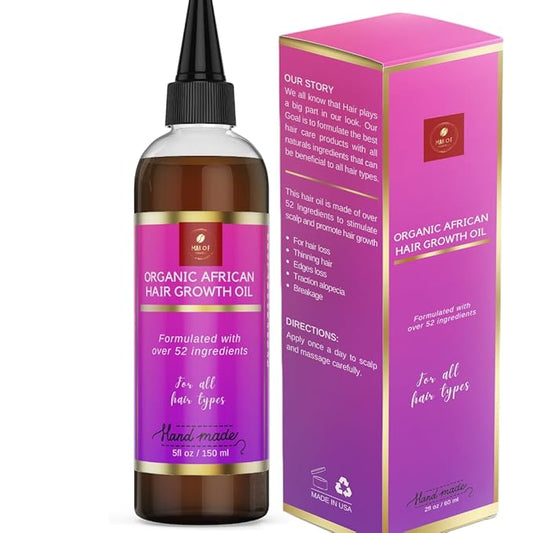 Chebe Hair Growth Oil, 52 in 1 Scalp stimulator for Rapid and Extreme Growth on bald spots, Edges. Thicknens Hair folicles in just couple uses. 5oz/150ml