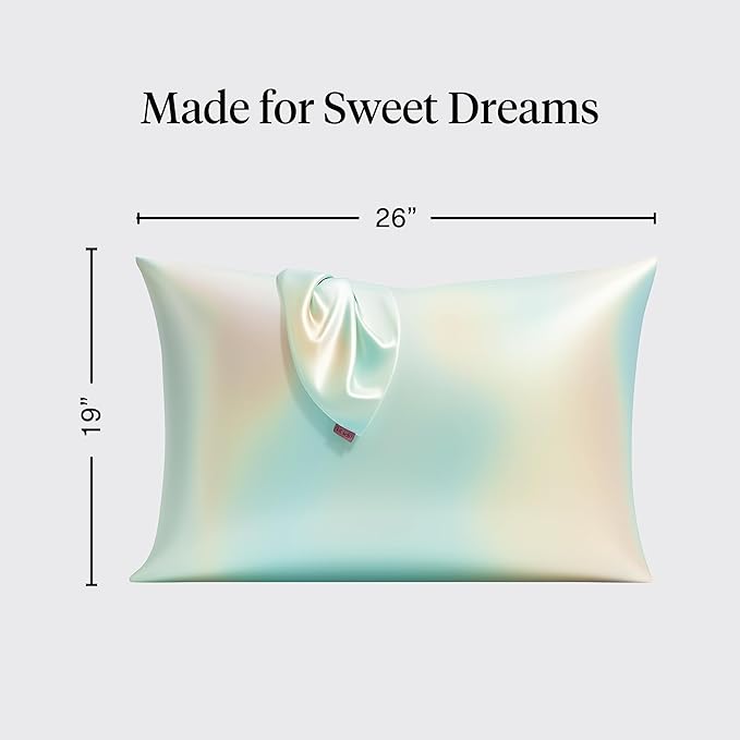 Kitsch Satin Pillowcase with Zipper for Hair & Skin, Softer Than Silk Pillow Cases Queen, Wrinkle-Free, Smooth and Cooling Satin Pillow Covers, Standard Size 19"x26" - Aura, 2pcs