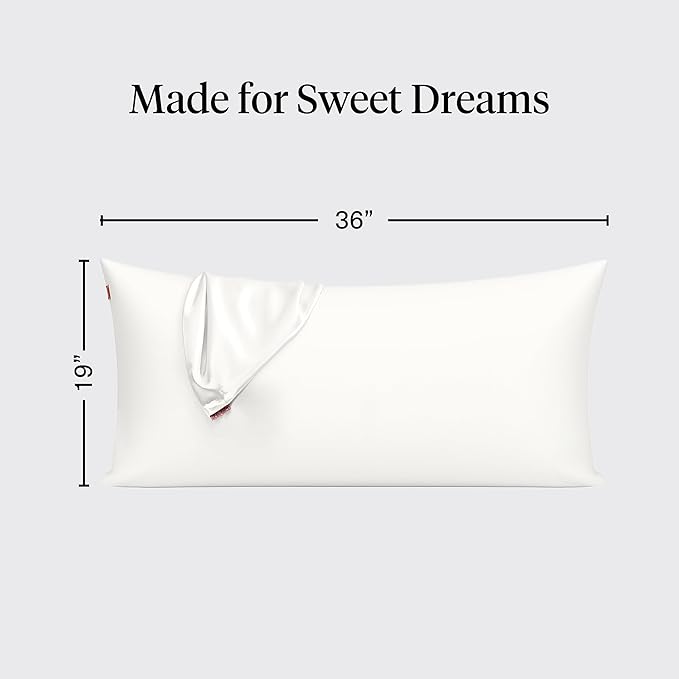 Kitsch Satin Pillowcase, Softer Than Silk Pillow Cases King, Cooling Pillow Covers, Satin Pillowcase with Zipper for Hair, Skin & Quality Sleep, Wrinkle-Free & Smooth, King Size 19"x36", Ivory
