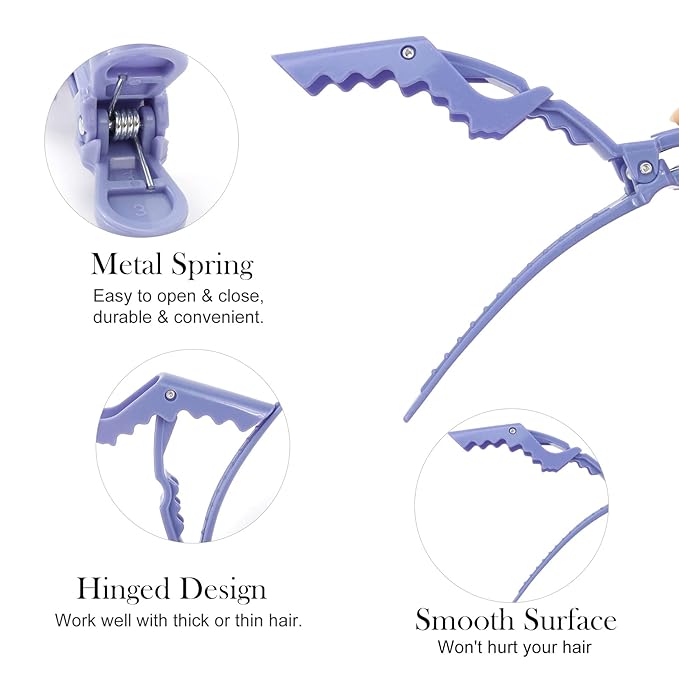 Ondder 14 Pcs Purple Alligator Hair Clips for Styling, Sectioning, Coloring, Cutting, Hair Salon Pro Clips for Women Men Girls Teens