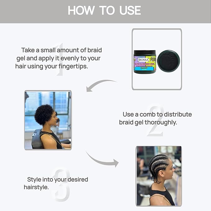 Braid Gel for 4C Hair (16oz) - Extreme Hold Braiding Hair Gel, Edge Control, No Flaking, Non-Greasy & Tames Frizz - Loc Gel for All Hair Types 16oz
