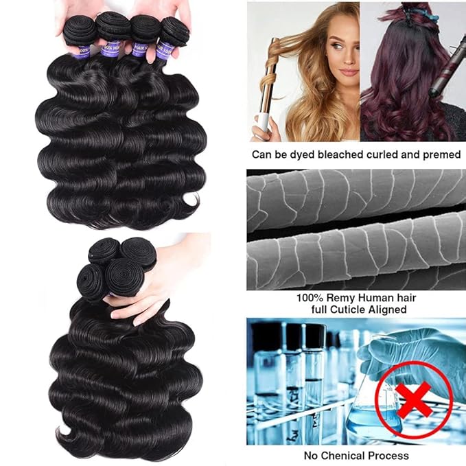 Aopusi Closure with 4 Bundles (18 20 22 24+16 Inch,Free Part) Brazilian Body Wave Bundles with Closure 100% Body Wave Virgin Remy Hair Weft Human Hair Bundles with Medium Brown Swiss Lace Closure