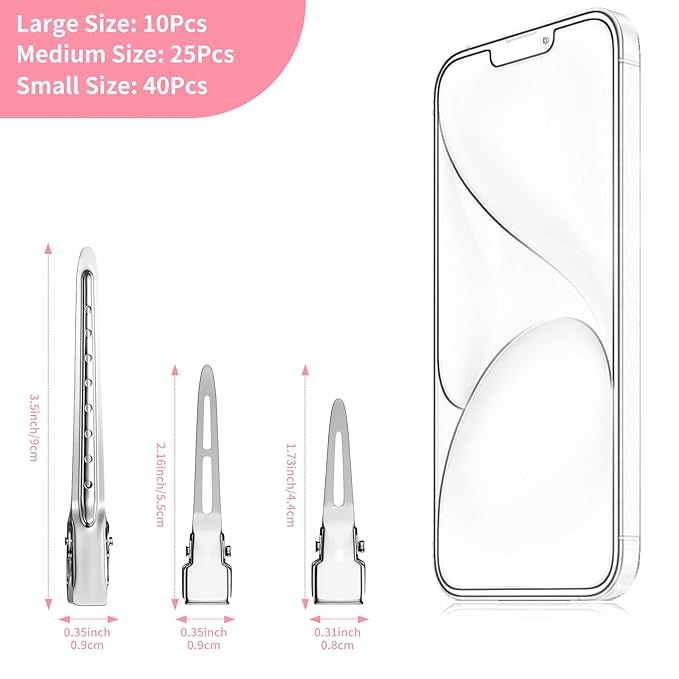 75pcs Duck Biled Hair Clips for Women, Duckbill & Metal Hair Clips for DIY Styling, Silver Hair Pins with Storage Case - Salon & Home Hair Accessories for Cutting, Rolling Long Hair