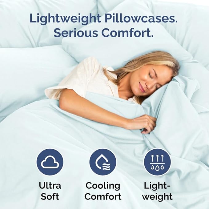 King Pillow Cases Set of 8 - Ultra Soft Hotel Quality Pillowcase Covers - Comfy & Wrinkle Free - Shrink, Stain & Fade Resistant - Easy-Care, Machine Washable Pillow Protectors - 8 Piece Set - Ice Blue