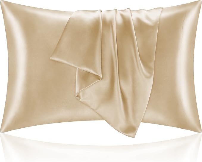 BEDELITE Satin Pillowcase for Hair and Skin, Super Soft and Cooling Similar to Silk Pillow Cases 2 Pack with Envelope Closure, Gift for Women Men(20"x30" Queen Size, Champagne)