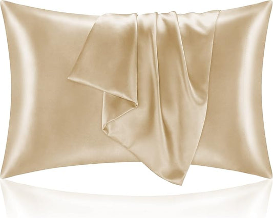 BEDELITE Satin Pillowcase for Hair and Skin, Super Soft and Cooling Similar to Silk Pillow Cases 2 Pack with Envelope Closure, Gift for Women Men(20"x30" Queen Size, Champagne)