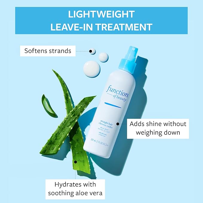 Function of Beauty Straight Leave In Hair Conditioner - Sulfate-Free Leave In Conditioner Treatment for Natural Volume & Shine - Anti-Frizz, Lightweight & Hydrating - Oily Hair Care Products